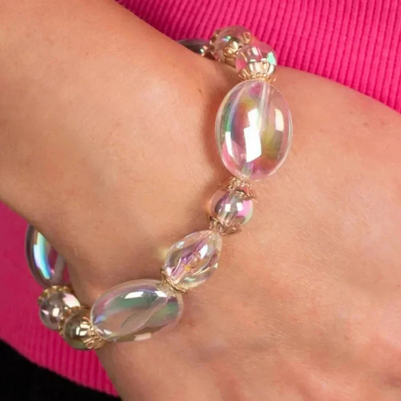 Iridescent Illusions Copper Multicolored Bracelet One Size Colorful Arm Candy - Picture 2 of 3